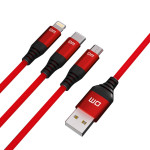 DM 3-in-1 Lightning Type-C Micro USB 2.4A Fast Charging 205D Fabric Braided Cable