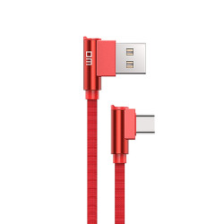 DM Type-C 3A 1.2m Data Sync and Fast Charging Dual 90° Elbow 205D Fabric Braided Cable