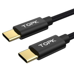 TOPK AN80 Type-C to Type-C 60W 3A 1m PD QC3.0 Data Sync and Fast Charging Braided Cable