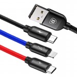 Baseus 3-in-1 Lightning Type-C Micro USB 3.5A Fast Charging Braided Cable