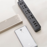 Xiaomi Mi Power Strip Extension - 3 Power Sockets and 3 USB 2.1A Quick Charge Version (Black)