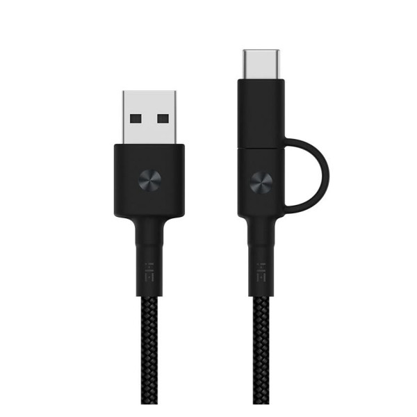 Xiaomi ZMI Kevlar 2-in-1 Micro USB and Type-C 1m Sync and Fast Charge Braided Cable with Velcro Tie Strap and Magnetic Holders