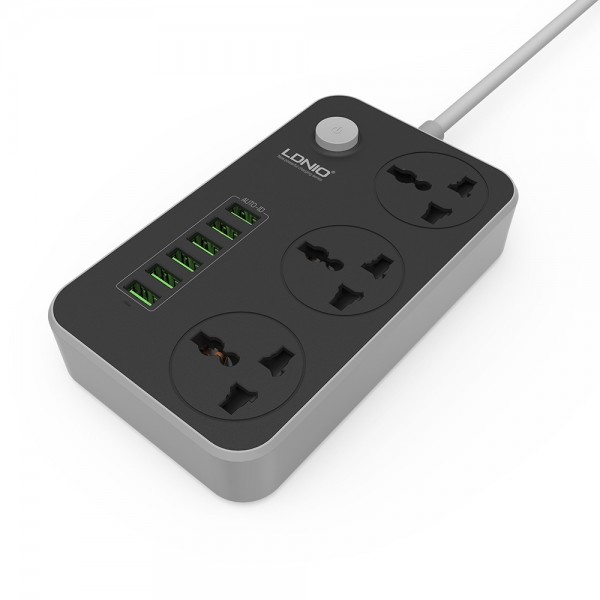 LDNIO SC3604 10A 2500W Power Strip Extension with 3x Multi 250V Power Sockets and 6x 3.4A 5V Auto-ID USB Ports