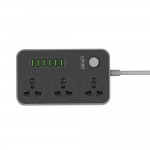 LDNIO SC3604 10A 2500W Power Strip Extension with 3x Multi 250V Power Sockets and 6x 3.4A 5V Auto-ID USB Ports