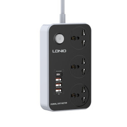 LDNIO SC3412 10A 2500W Power Strip Extension with 3x Multi 250V Power Sockets + 1x Type-C PD 3.0 20W + 3x QC 3.0 18W USB Ports