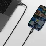 Baseus Explorer Series Auto Power-Off Transparent Shell Type-C to Lightning 20W Fast Charging and Data Sync Braided Cable with Cable Strap