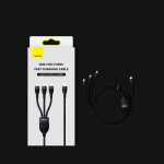 Baseus Flash Series II One-For-Three 3-in-1 Type-C to MicroUSB 18W + Type-C 100W + Lightning 20W 1.5m Fast Charging Braided Cable with Cable Strap