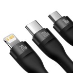 Baseus Flash Series II Two-For-Three 4-in-1 Dual Input USB-A and Type-C to MicroUSB 18W + Type-C 100W + Lightning 20W 1.2m Fast Charging Braided Cable with Cable Strap