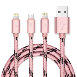BIAZE K7 3-in-1 Lightning Charge + Lightning Data and Charge + Micro USB Data and Charge Braided Cable
