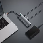 Baseus Metal Gleam Series 11-in-1 Multifunctional Type-C Hub Docking Station with 1x Type-C PD 100W 3x USB 3.2 Gen 1 1x 1Gbps RJ45 LAN 2x 4K HDMI 30Hz 1x VGA 60Hz 1x 3.5mm AUX 1x SD 2.0 1x TF Card Reader