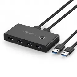 UGREEN US216 30768 2 In 4 Out USB 3.0/3.2 Gen 1 4-Port Switch Selector Box with 2x USB-A Male to USB-A Male 1.5m USB 3.0 TPE Cables