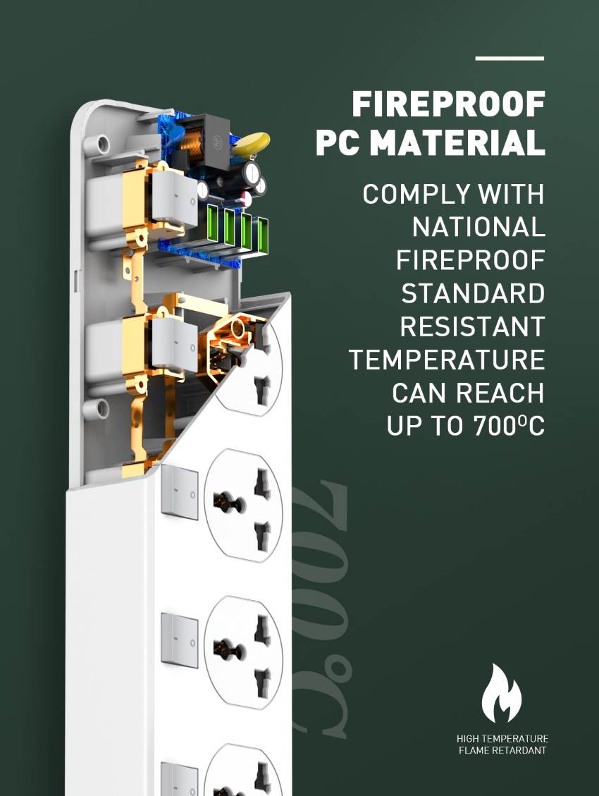 ldnio sc4408 10a 2500w surge protection power strip extension with 4x individual 100-250v power on off sockets and 4x 3.4a 5v auto-id usb ports