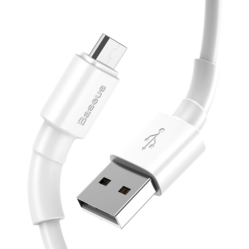 baseus usb-a to micro usb 1m 2.4a data sync and fast charging soft tpe cable with cable strap