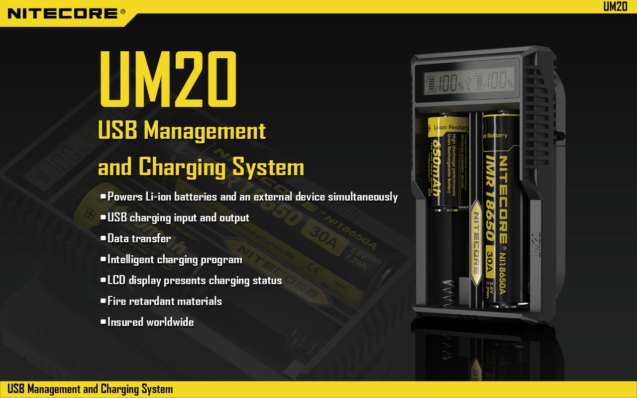 nitecore um20 smart usb management and lithium-ion battery charging system
