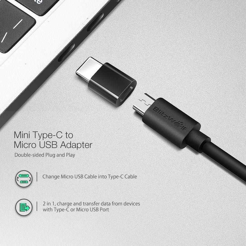 blitzwolf bw-mt1 micro usb 2a sync and fast charge round cable with type-c adapter