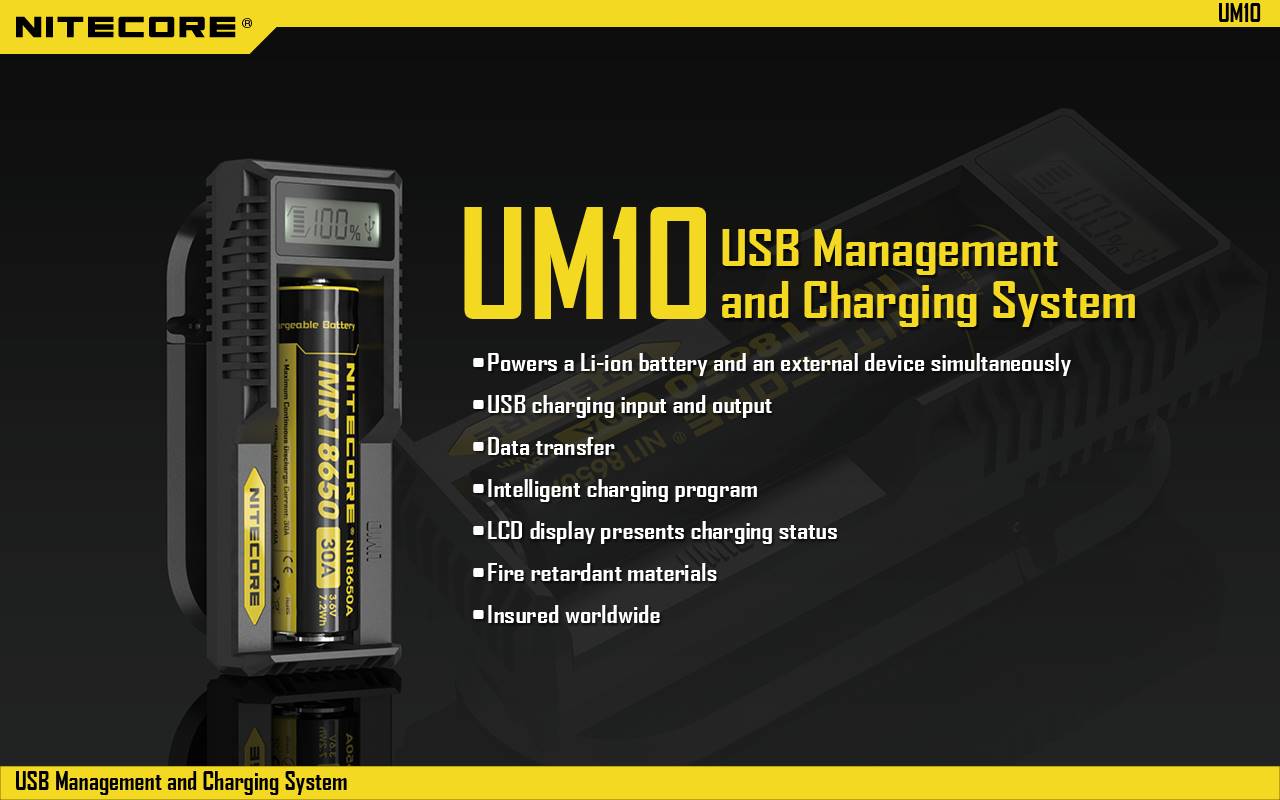 nitecore um10 smart usb management and lithium-ion battery charging system