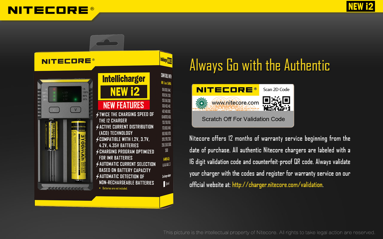 nitecore intellicharger new i2 smart lithium-ion imr lifepo4 battery charger