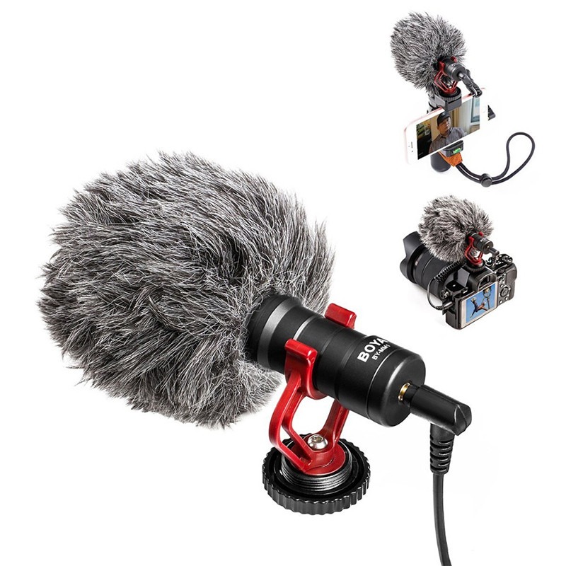 boya by-mm1 universal cardioid microphone for dslr camera and smartphone