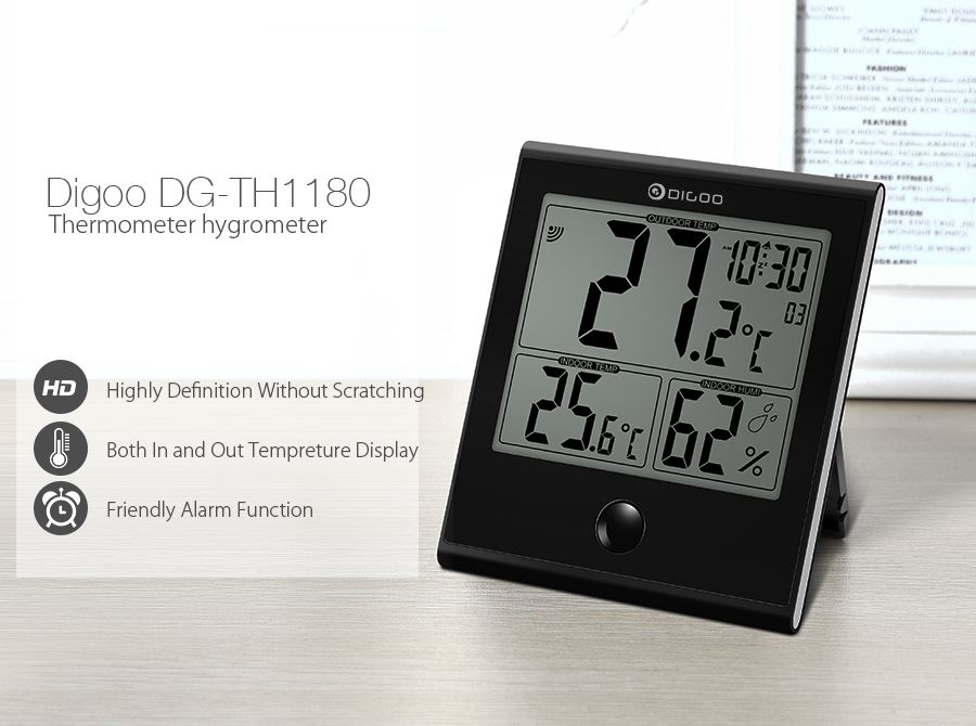 digoo dg-th1180 indoor and outdoor digital lcd temperature and humidity monitor thermometer hygrometer