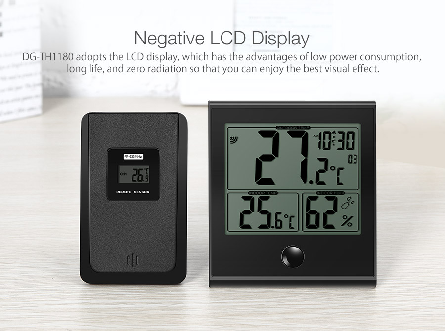 digoo dg-th1180 indoor and outdoor digital lcd temperature and humidity monitor thermometer hygrometer