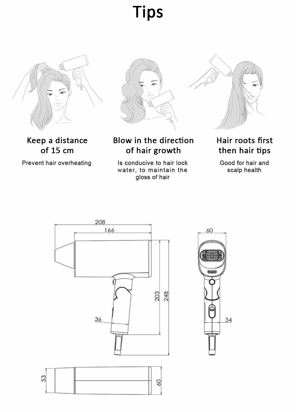 xiaomi smate negative ions foldable hair dryer