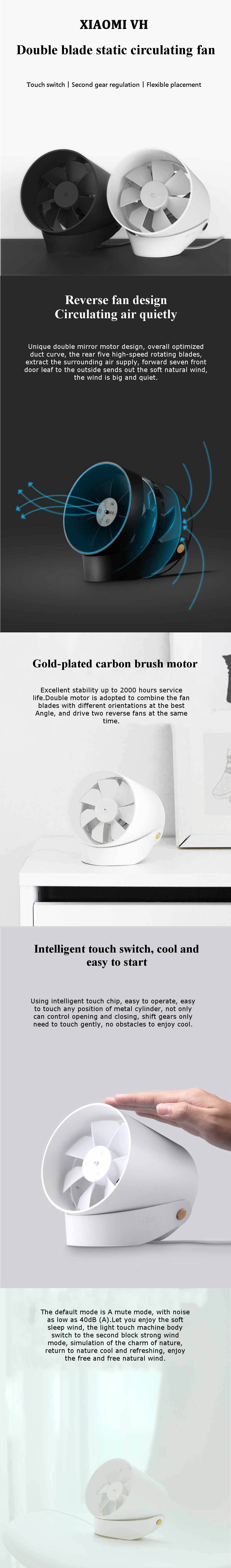 xiaomi vh smart touch usb dual blade desk fan