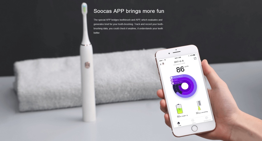 xiaomi soocas soocare x3s platinum smart bluetooth sonic electric toothbrush platina plus (upgraded version)