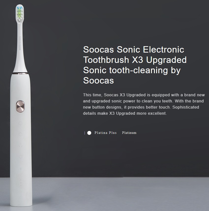 xiaomi soocas soocare x3s platinum smart bluetooth sonic electric toothbrush platina plus (upgraded version)