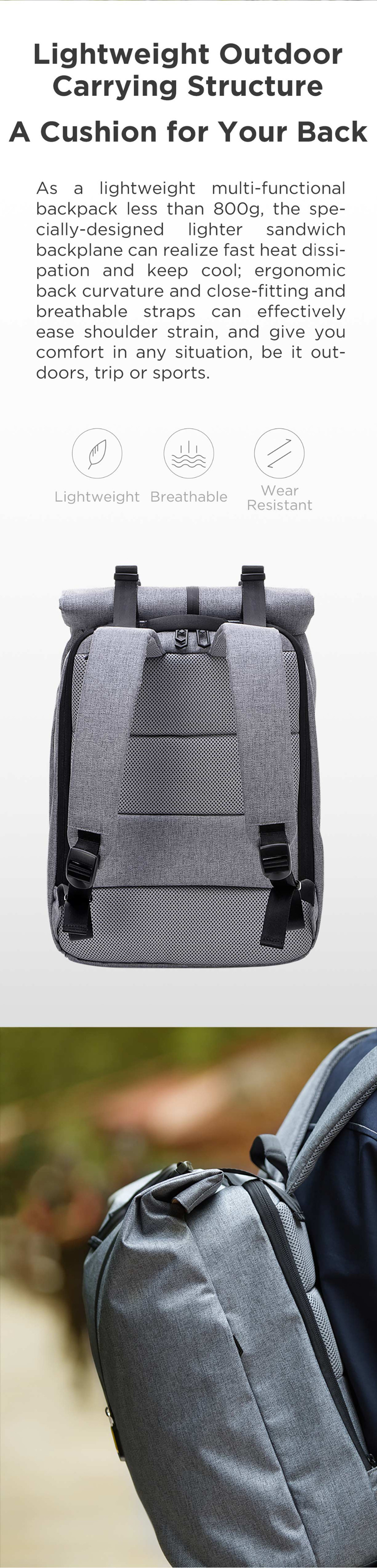 xiaomi 90fun waterproof laptop and leisure travel backpack