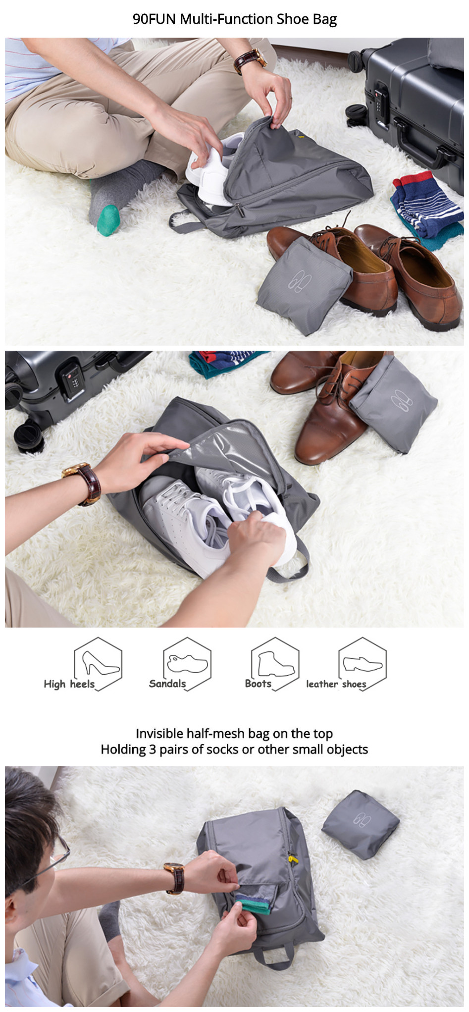 xiaomi 90fun waterproof multifunctional shoe travel bag