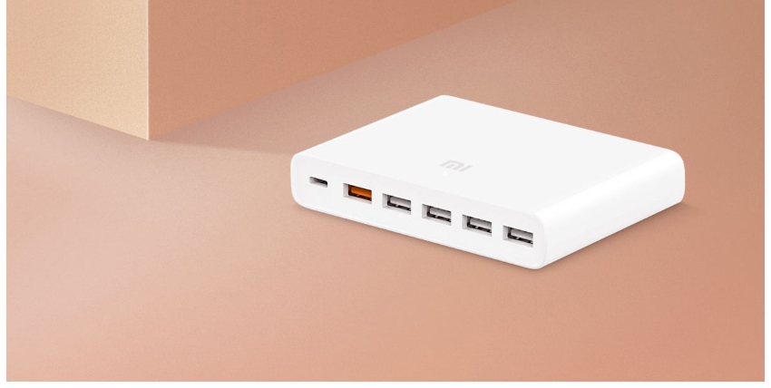 xiaomi mi 60w quick charge 3.0 pd 6-port usb and type-c fast charger
