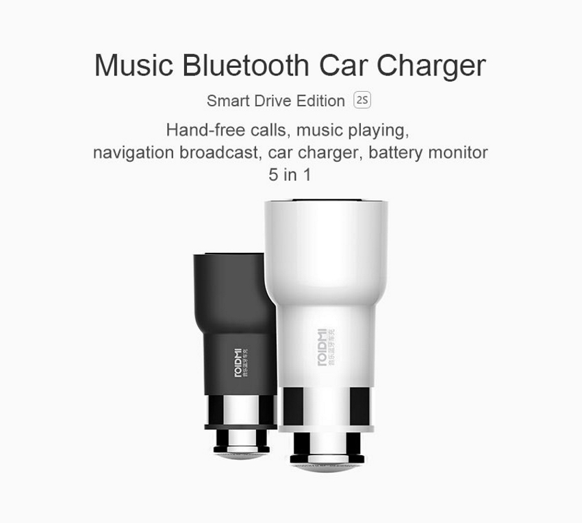 xiaomi roidmi 2s dual usb bluetooth music car charger (smart driving edition)