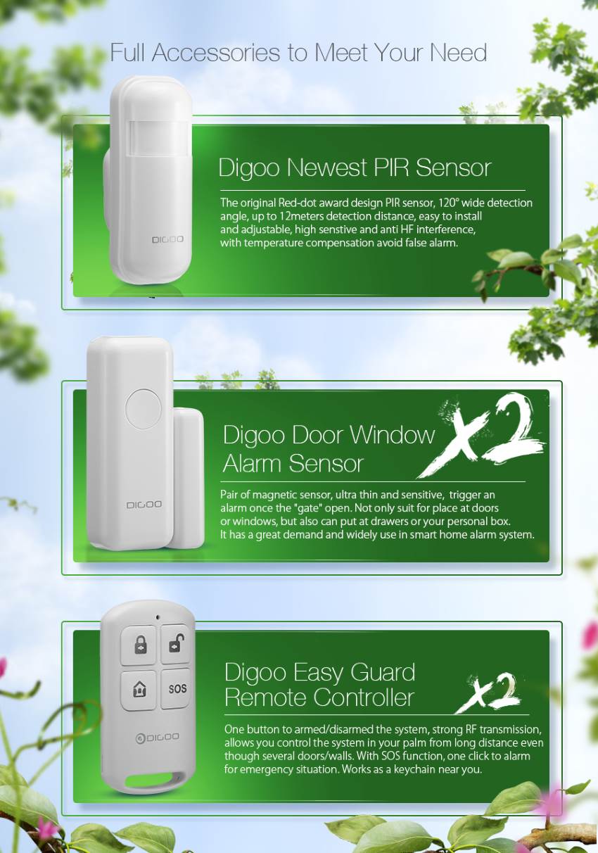 digoo dg-hosa gsm wifi dual network smart security alarm system