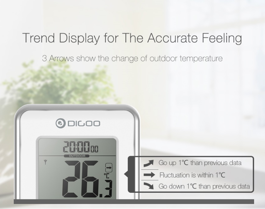 digoo dg-th1980 digital indoor and outdoor lcd temperature and humidity hygrometer alarm clock