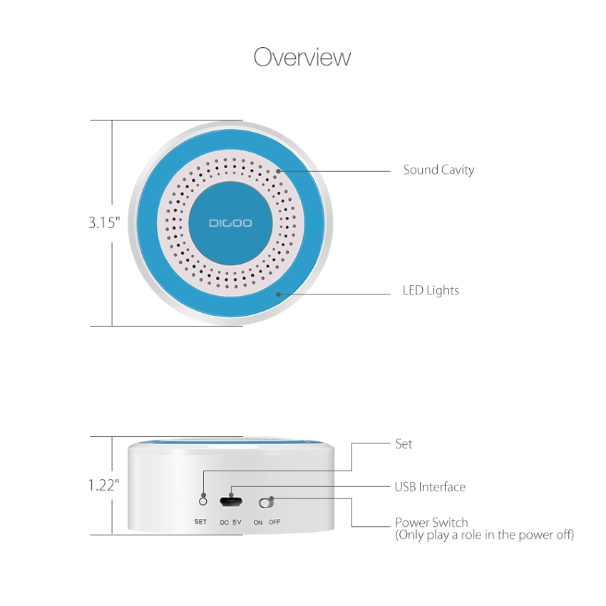 digoo dg-rosa wireless multi-function alarm siren system