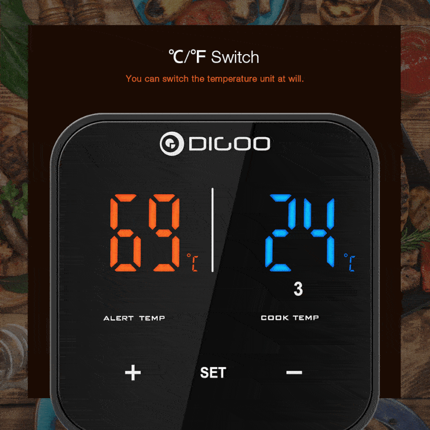 digoo dg-ft2303 smart bluetooth touch screen three channel food thermometer