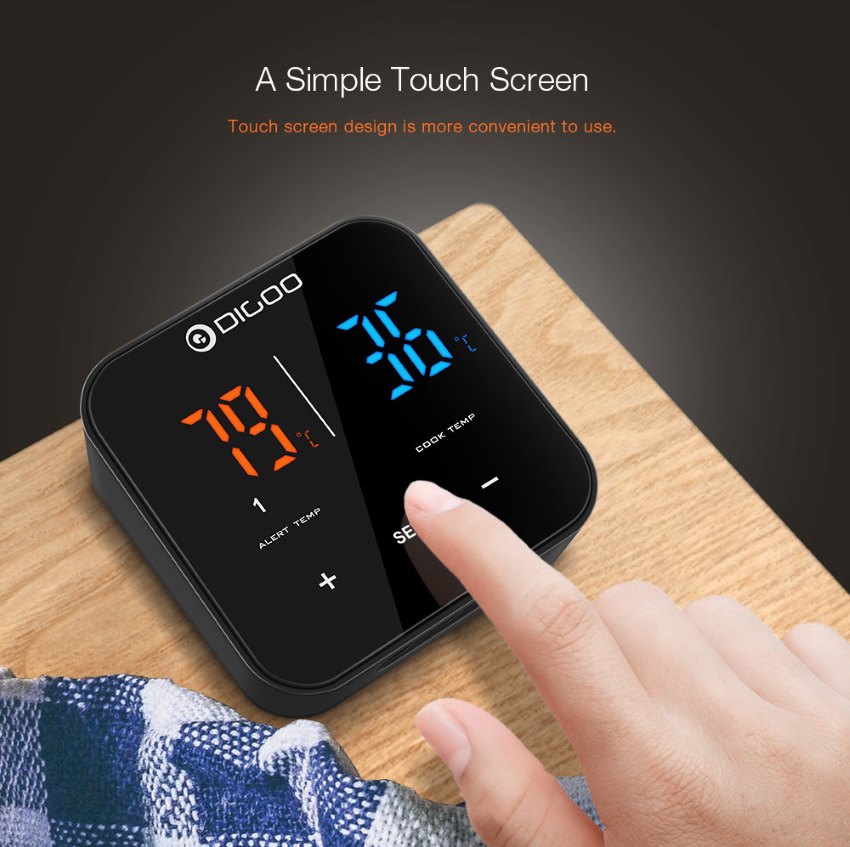 digoo dg-ft2303 smart bluetooth touch screen three channel food thermometer