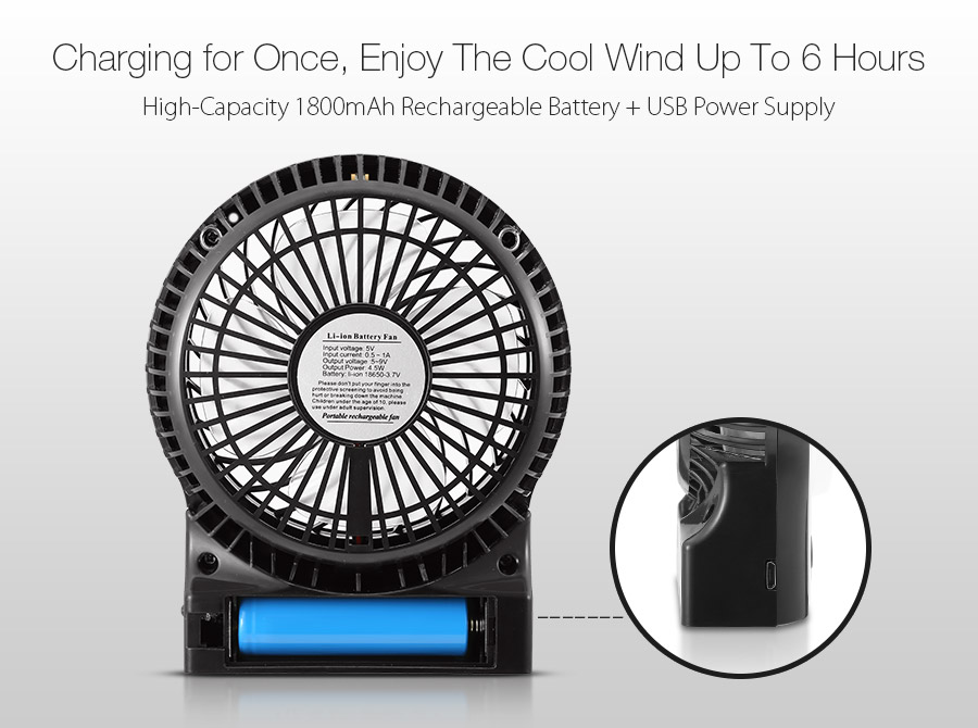 Digoo DF002 Rechargeable Portable Fan with LED Light