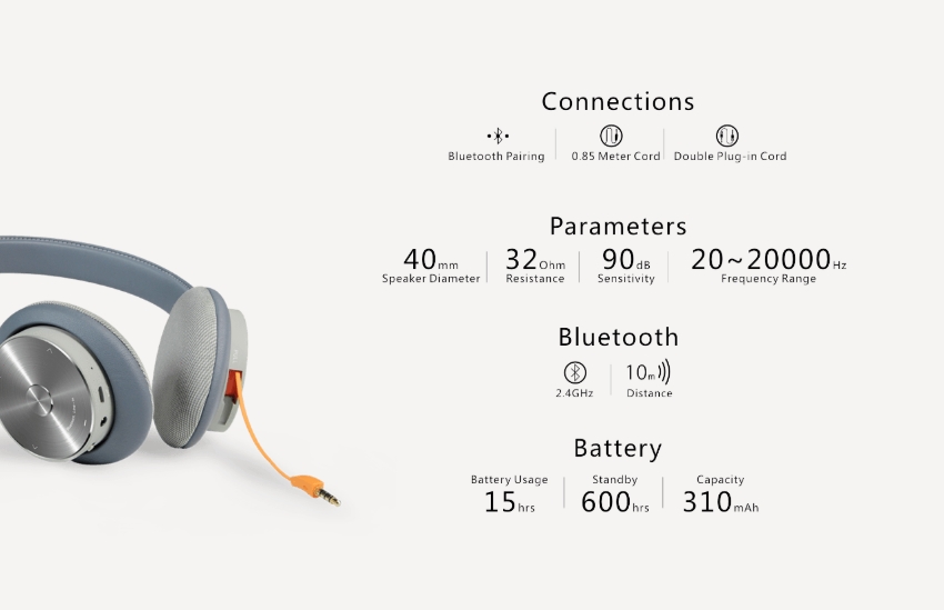 mipow m3 2-in-1 bluetooth and wired headphone with microphone