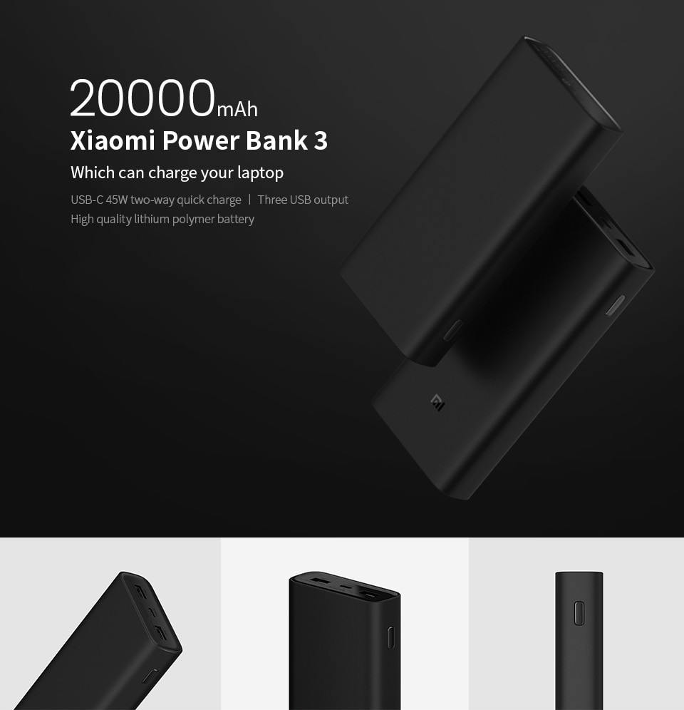 xiaomi mi power bank 3 20000mah 45w two-way quick charge 3.0