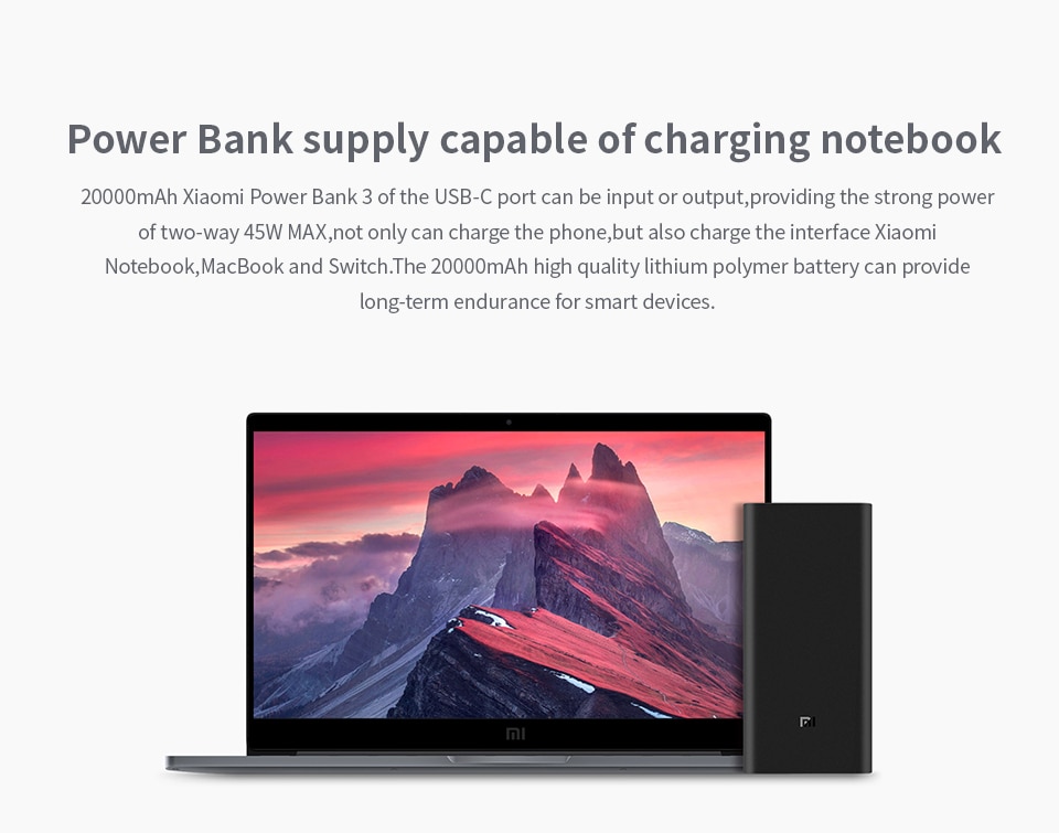 xiaomi mi power bank 3 20000mah 45w two-way quick charge 3.0