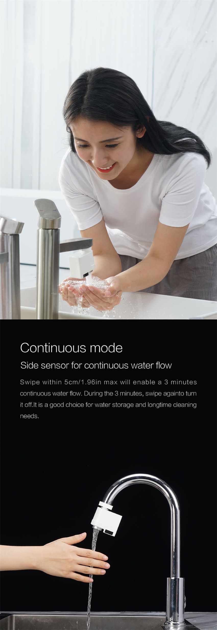 xiaomi zajia infrared motion sense automatic water saving faucet tap swivel adapter