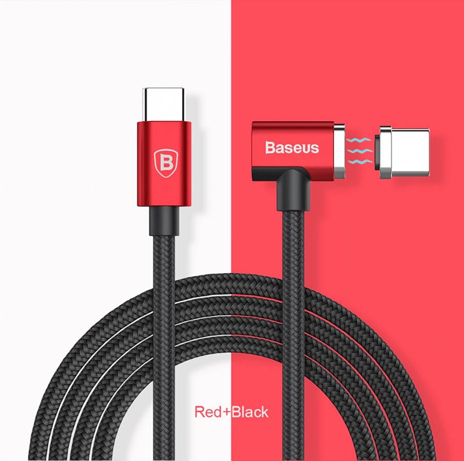 baseus bs-cx004 type-c to type-c 86w 4.3a 1.5m fast charging magnetic snap elbow braided cable for android and macbook pro