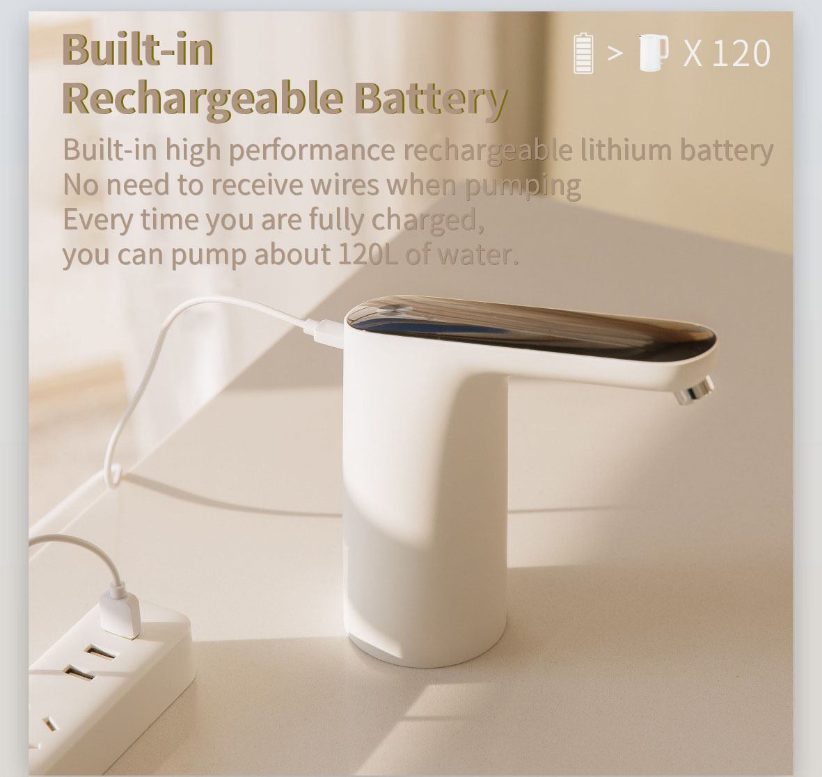 xiaomi 3life rechargeable electric water pump touch dispenser