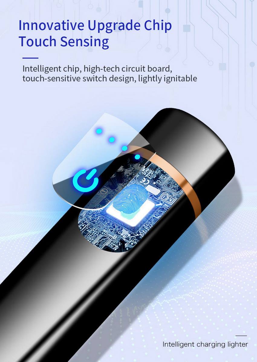 usb rechargeable windproof electronic touch sensor flameless lighter