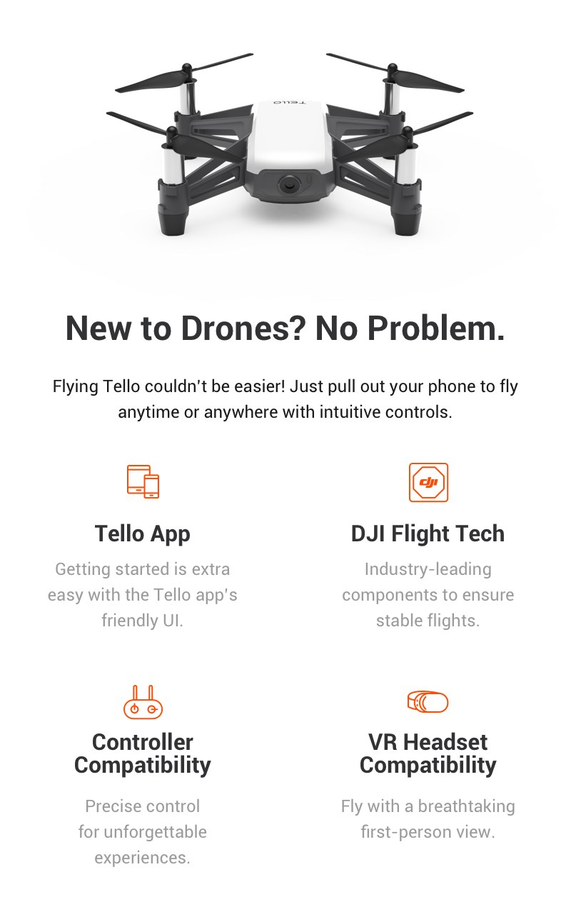 dji ryze tello wifi fpv 720p quadcopter drone