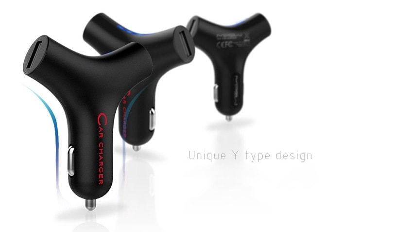 mipow y-shape dual-port usb car fast charger