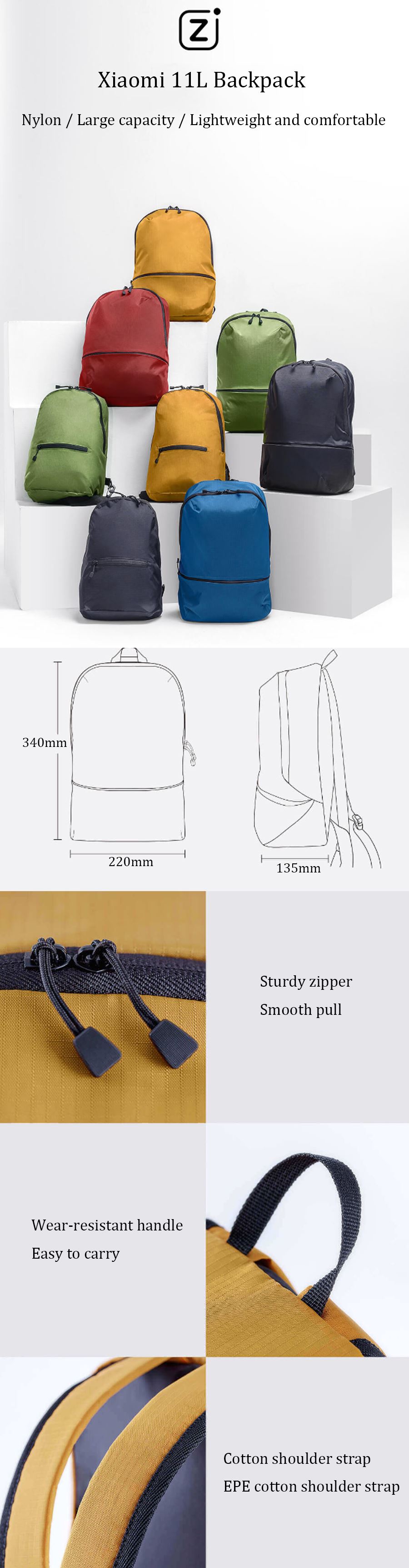 xiaomi zajia 11l level 4 waterproof nylon go anywhere backpack