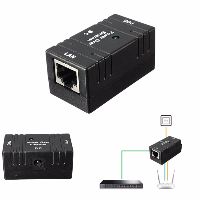 poe power over ethernet 100mbps injector for cctv ip camera and networking