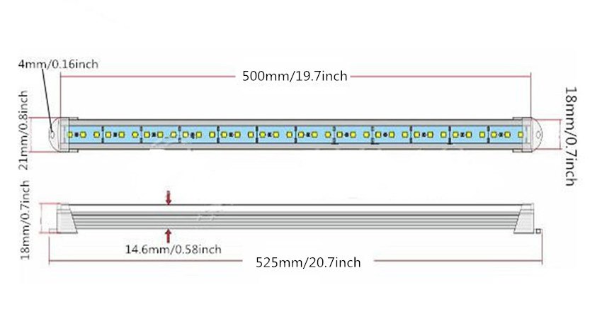 5630 smd 6.4w dimmable led waterproof rigid 50cm strip bar light with diffuser cover